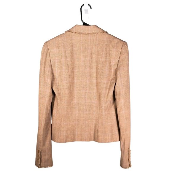 Elie Tahari Womens Blazer Beige Plaid Wool Stretch Work Career Suit Jacket 4 - Picture 2 of 10